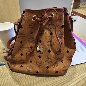 MCM leather heritage drawstring purse. Made in Germany